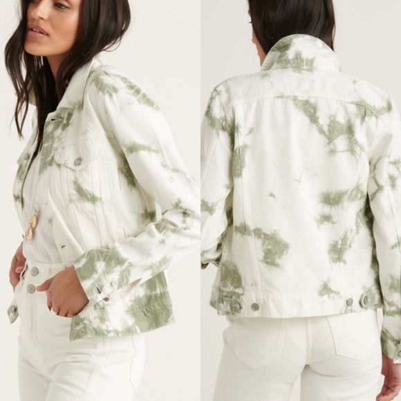 Lucky Brand Jackets & Blazers - Lucky Brand Tie Dye Tomboy Trucker Jacket S Desert Sage and White